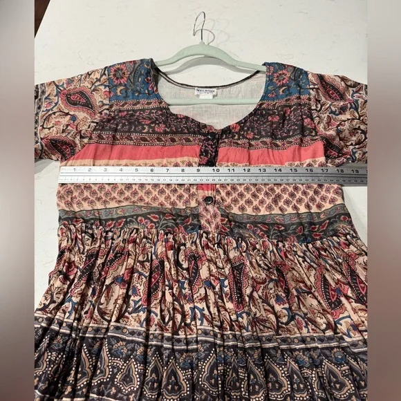 Melrose Boho Patchwork Bohemian Midi Dress - Picture 5 of 8